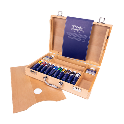 Lb fine oil colour set of 10x40ml+add+acc wooden box