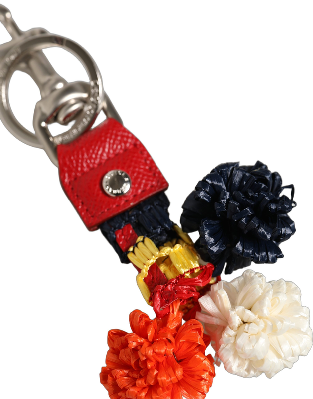Raffia leather clasp finder chain keyring multicolor-null