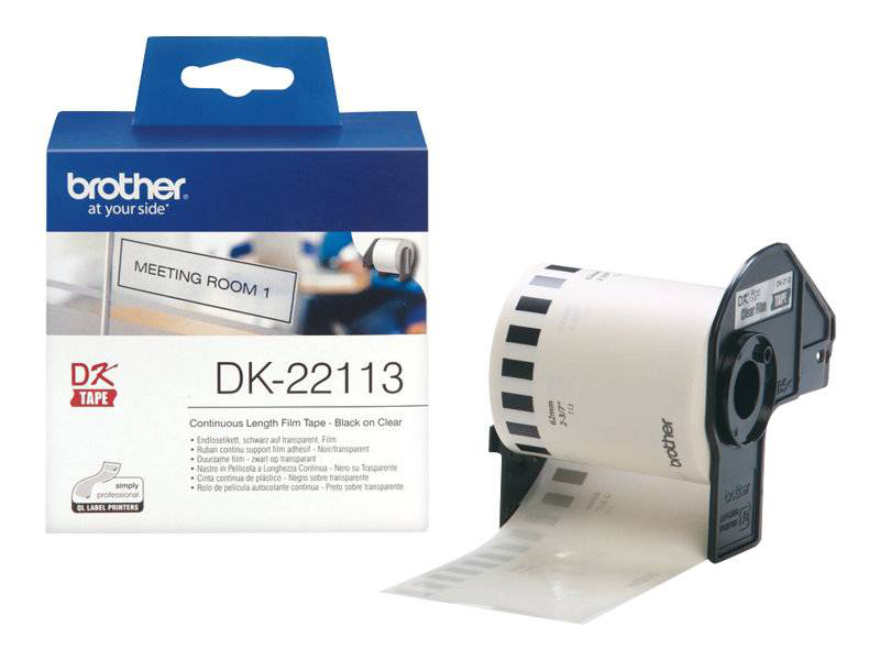 Brother dk-22113 continuous clear film label roll 62mm x 15.2m for ql series label printers-null