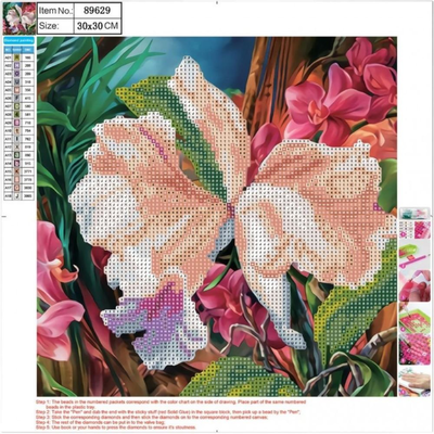 Diamond painting kit,flowers 30*30cm, 5d centrum, , medium