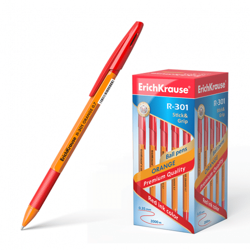 Erichkrause ballpoint pen r-301 orange stick&grip 0.7 red 43189, , medium-null