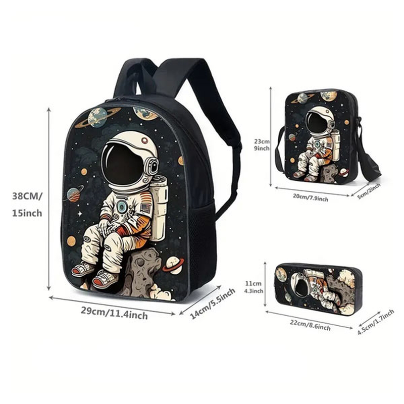 Product image: Τσάντα πλάτης αστροναύτης – σετ με τσάντα ώμου και κασετίνα, , medium-null