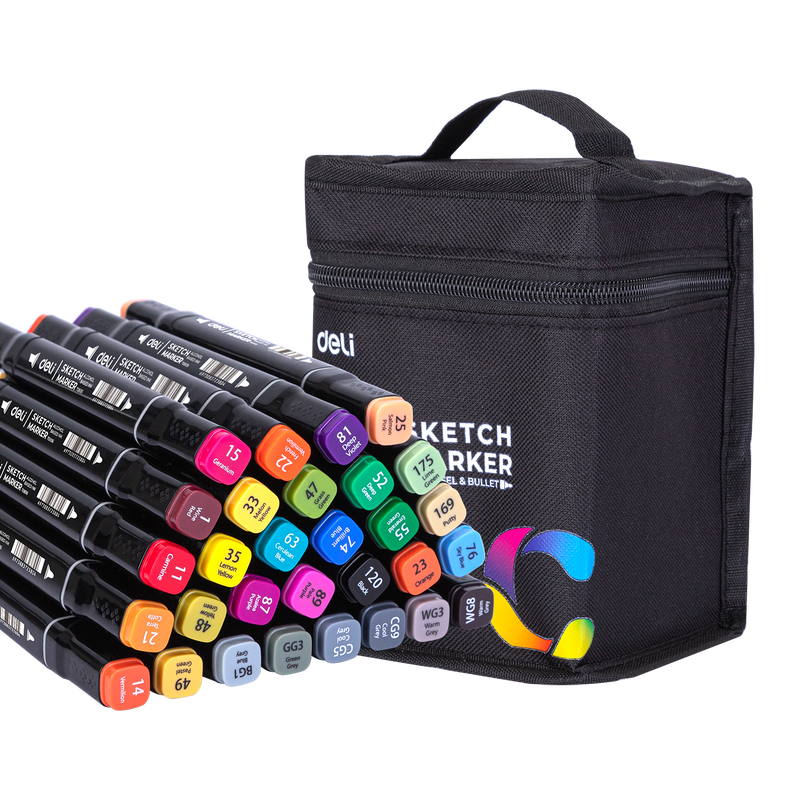 Deli twin sketch markers 30 colours bag set, , medium image number null