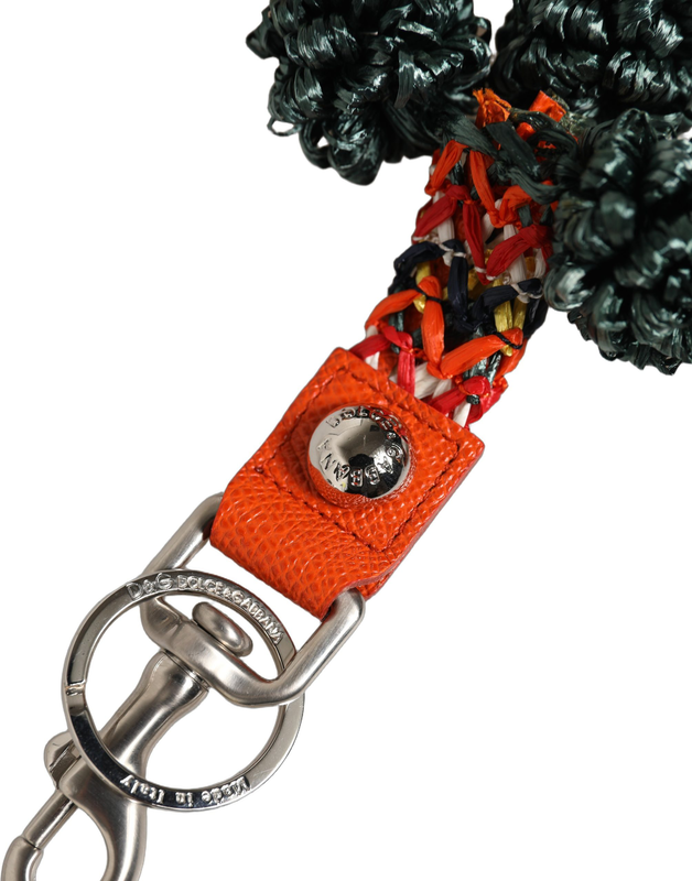 Raffia leather clasp finder chain keyring multicolor-null