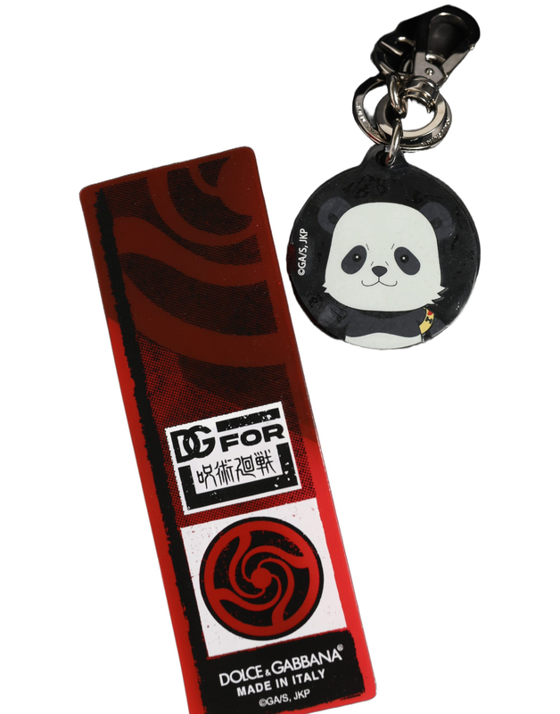 Black kaisen panda chibi charm metal keychain keyring-null