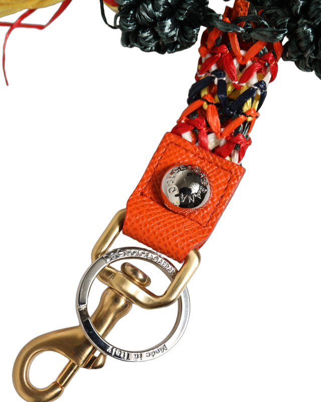Raffia leather clasp finder chain keyring multicolor-null