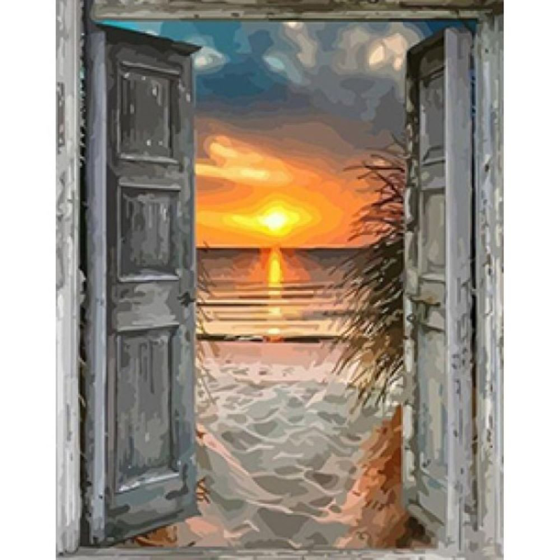 Product image: Paint by numbers figured'art door to the beach 40x50cm rolled canvas, , medium-null