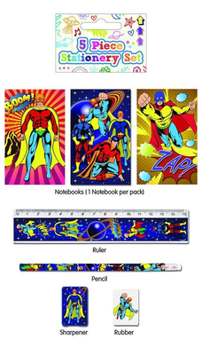 5 piece superhero stationery set, , medium