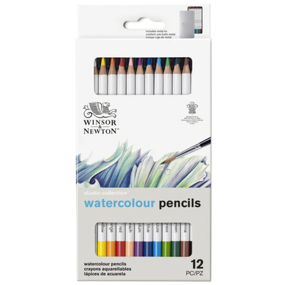W&n studio pencils collection watercolour pencil tin of 12, , medium