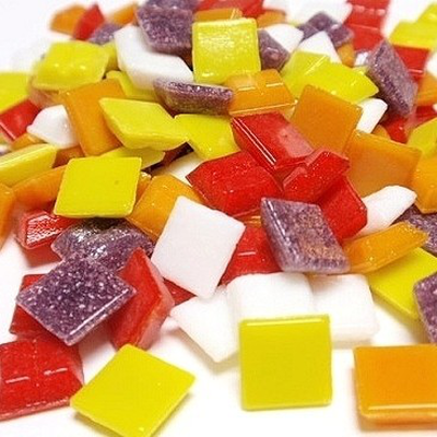 Joy glass mosaic 10x10mm 200gr - fire on ice mix, , medium