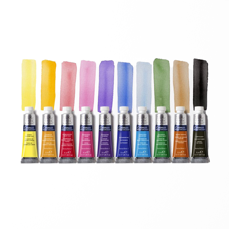 Winsor & newton cotman watercolor paint set, 10 colors, 5ml tubes, , medium-null