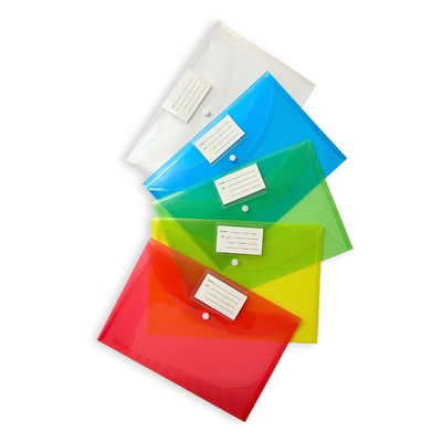 A4 plastic document bag - 5 colors, Clear, medium