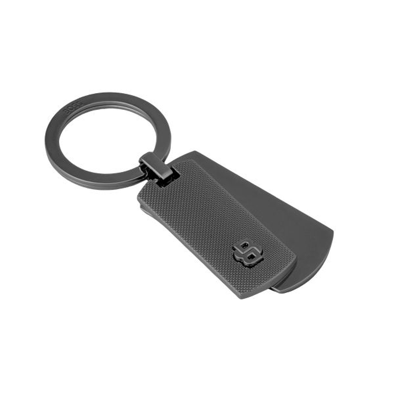 Hugo Boss key ring double b diamond gun, , medium-null