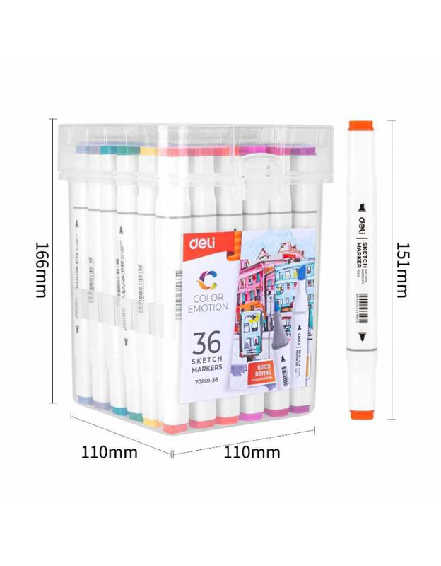 Deli twin sketch markers 36 colors, , medium-null