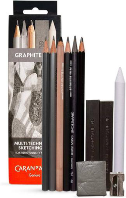 Caran d'ache 779.307 technalo water-soluble graphite pencil set (7 pieces), , medium
