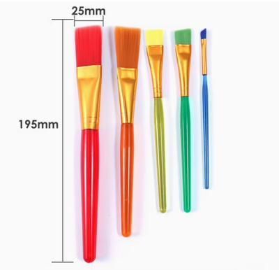 Wooden brush set x5 colorful brushes set foska, , medium
