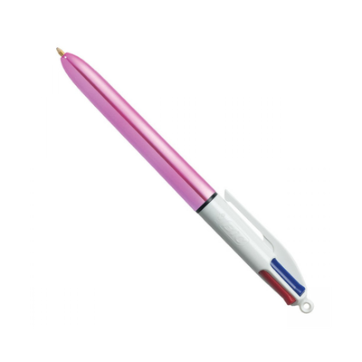 Bic 4-color shine retractable ball pens - sparkle while you scribble - pink barrell, , medium