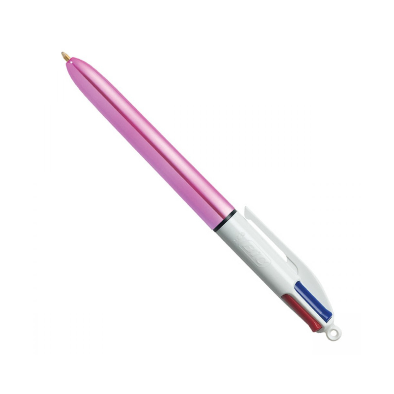 Bic 4-color shine retractable ball pens - sparkle while you scribble - pink barrell, , medium-null