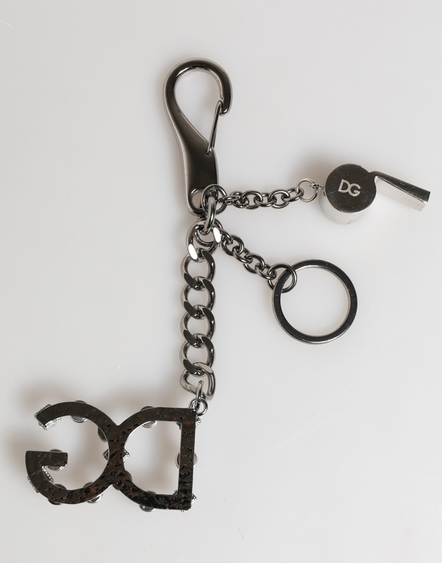 Silver brass metal dg logo crystal ring keyring keychain-null