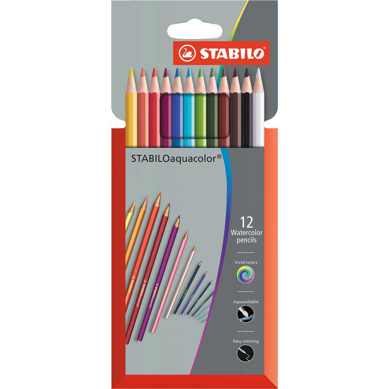 Stabilo aquacolor 12 watercolor pencils, , medium-null