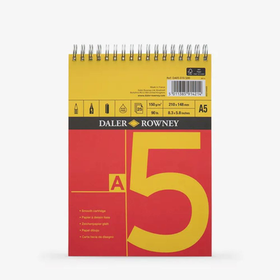 Daler-rowney a series spiral sketch pad 150g a5 25sh, , medium