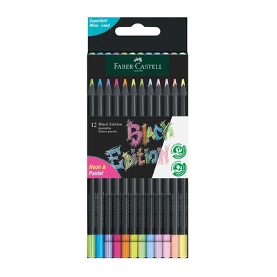 Faber castell - black edition colored pencils neon & pastel (12pcs), , medium