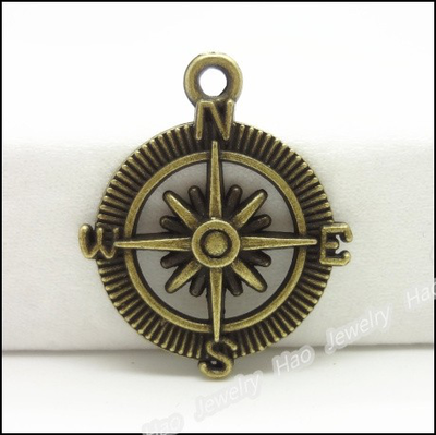 Metallic charm linker compass 29x24mm, , medium