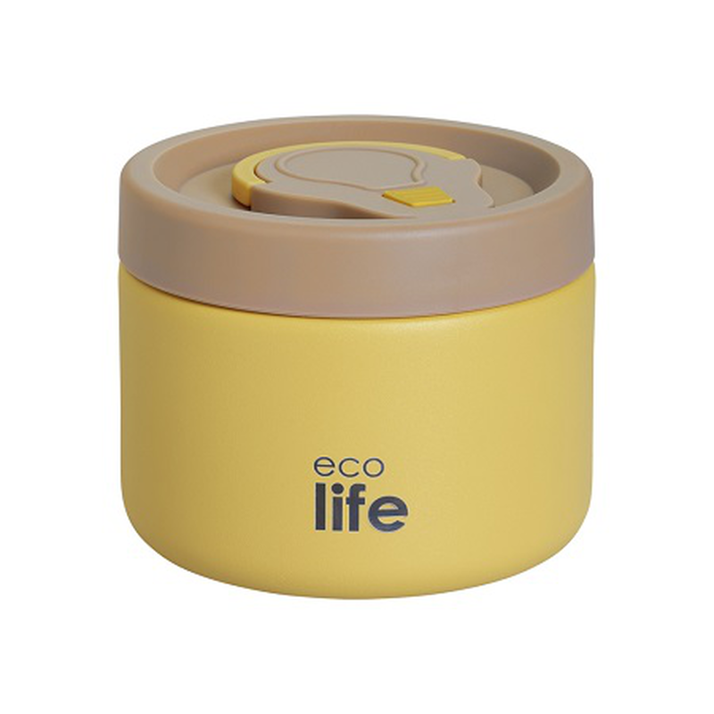 Ecolife round food thermos 650ml yellow, , medium-null