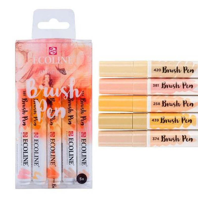 Ecoline brush pen beige pink set of 5, , medium image number null