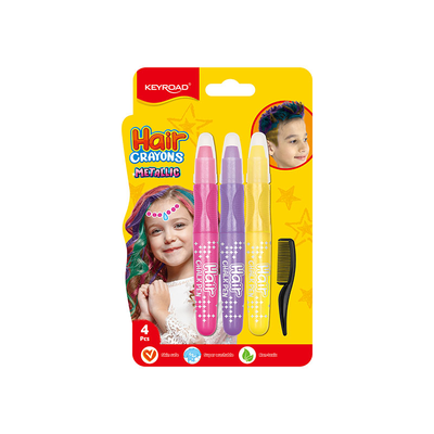 Hair crayon metallic colour set of 3 + brush, , medium