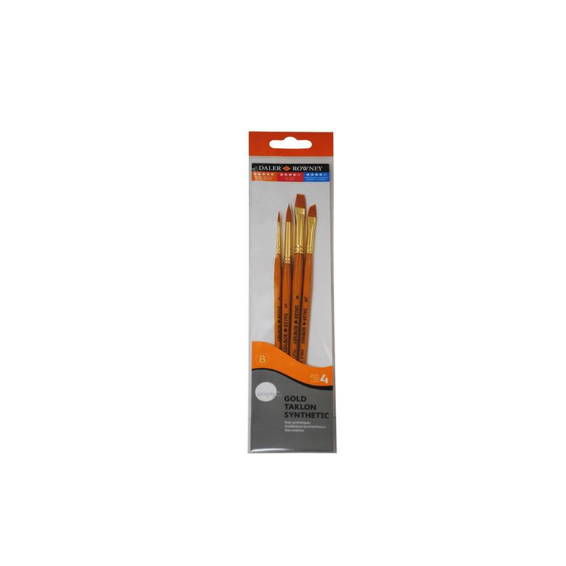 Simply gold taklon painting brush set # 1 4pcs, , medium-null