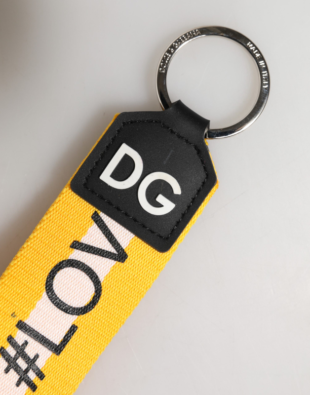 Yellow logo polyester silver brass holder keychain keyring-null