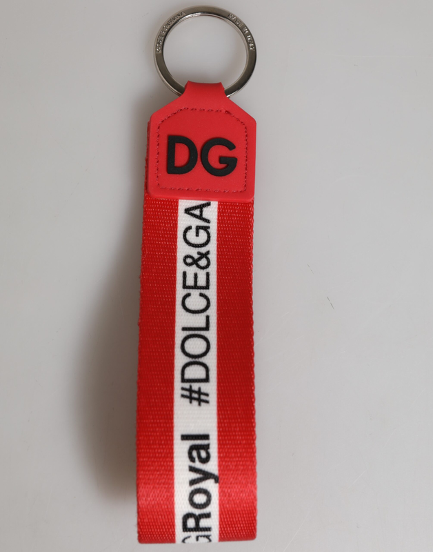 Red logo polyester silver brass holder keychain keyring-null