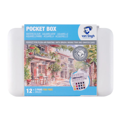 Van gogh watercolour pocket box basic colours | 12 half pans + 3 colours for free, , medium