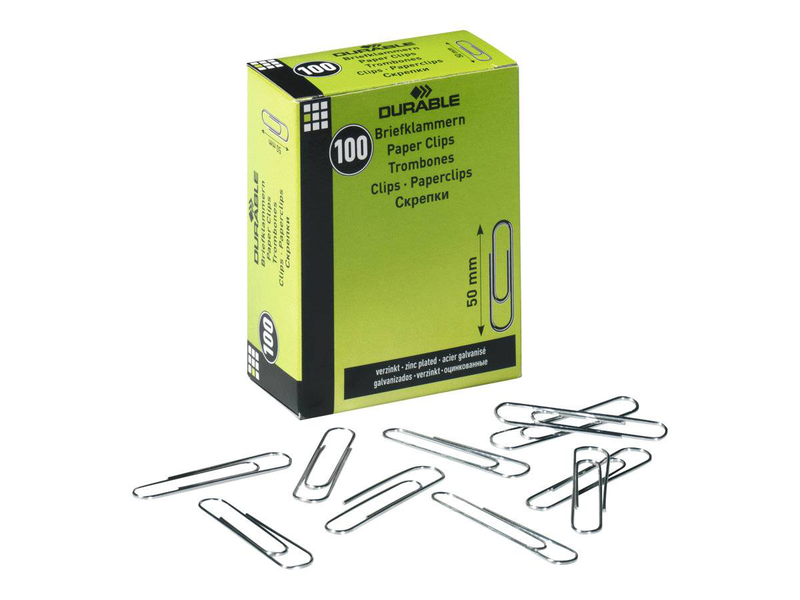 Durable / paper clips / 50 mm / zinc-plated / zinc / pack of 100, , medium-null