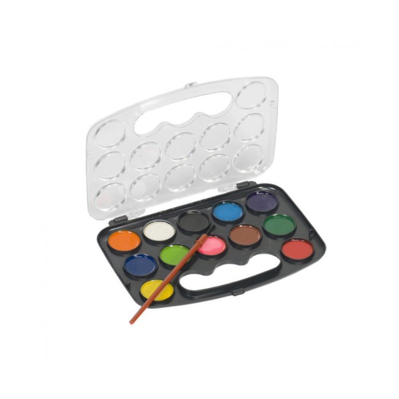 Watercolour paint 12clr w/ bru, , medium-null