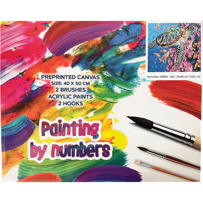 Acrylic paints & canvas pictures painting by number turtle 40x50cm, , medium