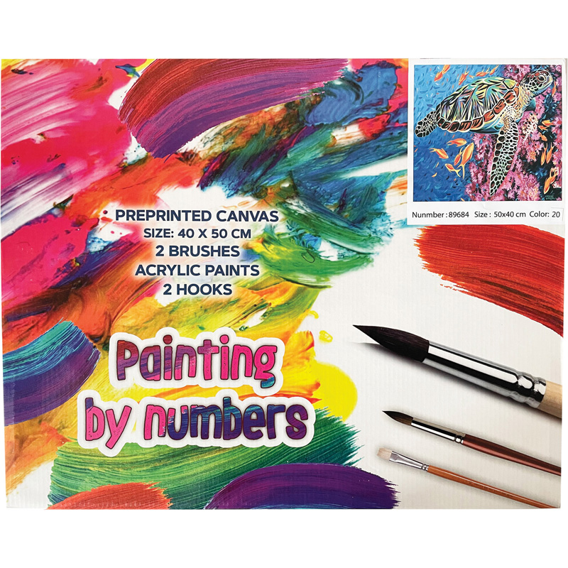 Acrylic paints & canvas pictures painting by number turtle 40x50cm, , medium-null