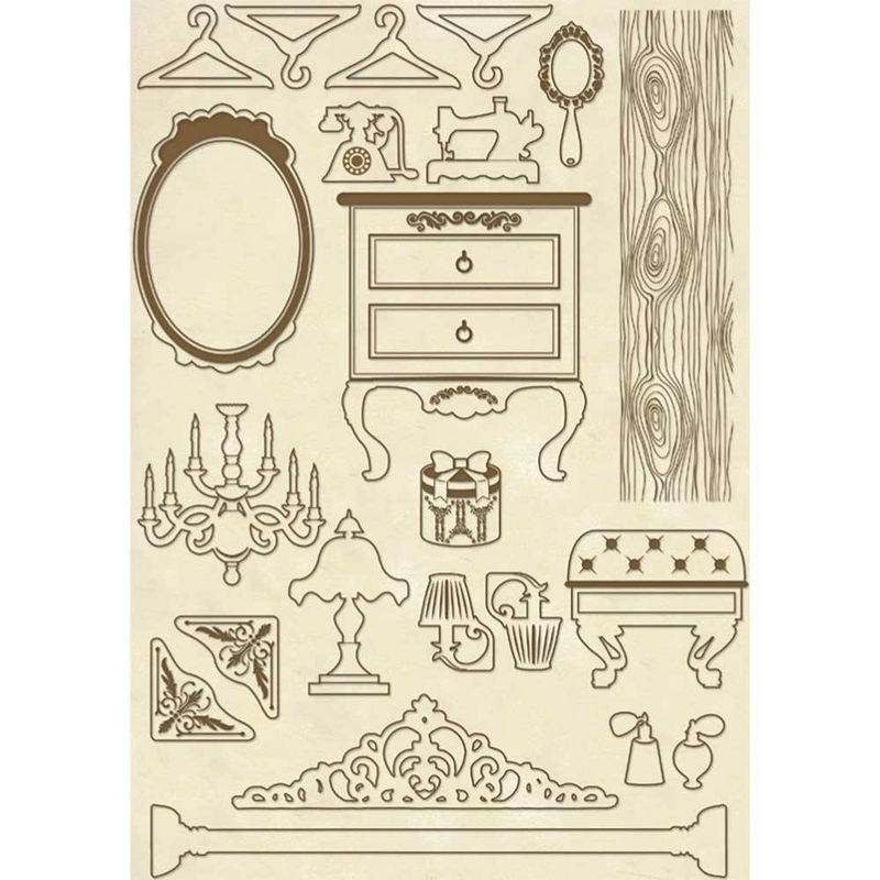 Wooden shapes 15x21cm furniture items - stamperia, , medium-null
