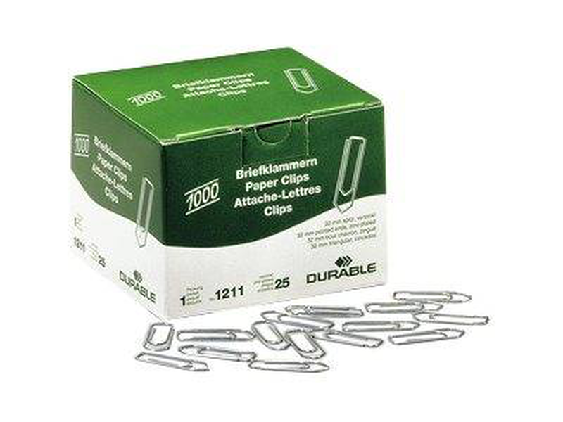 Durable / paper clips / 32 mm / zinc-plated / zinc / pack of 1000, , medium-null