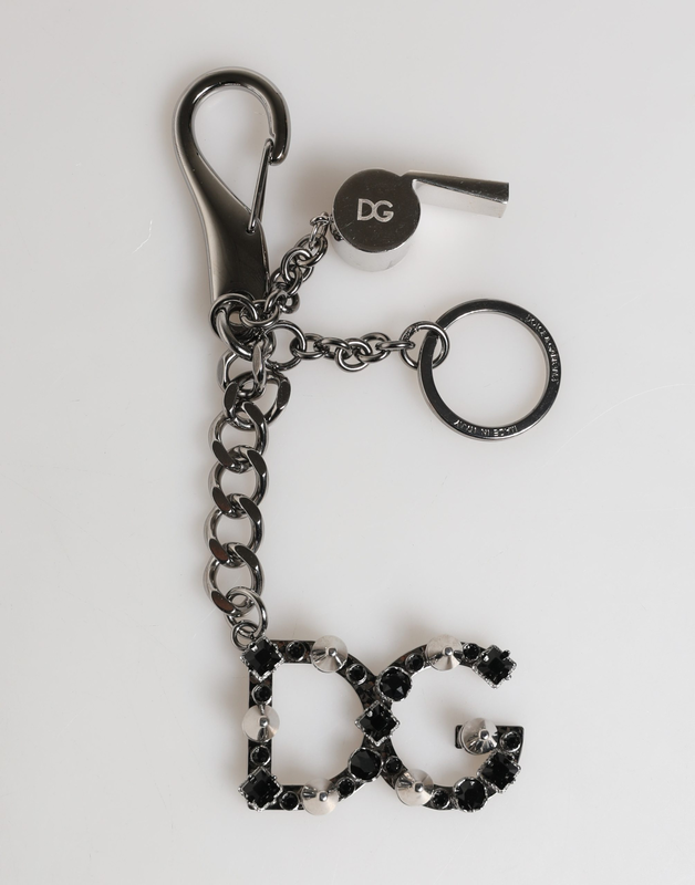 Silver brass metal dg logo crystal ring keyring keychain-null