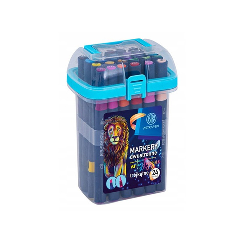 Product image: Μαρκαδόροι τέχνης διπλής όψης τρίγωνοι σε πλαστική θήκη 24 χρώματα - astra, , medium-null