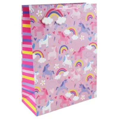 Unicorns xl gift bag, Pink, medium