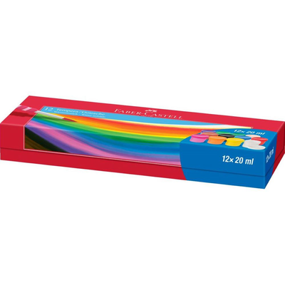 Faber castell tempera/gouache, 12 colours, pots of 20 ml each, , medium