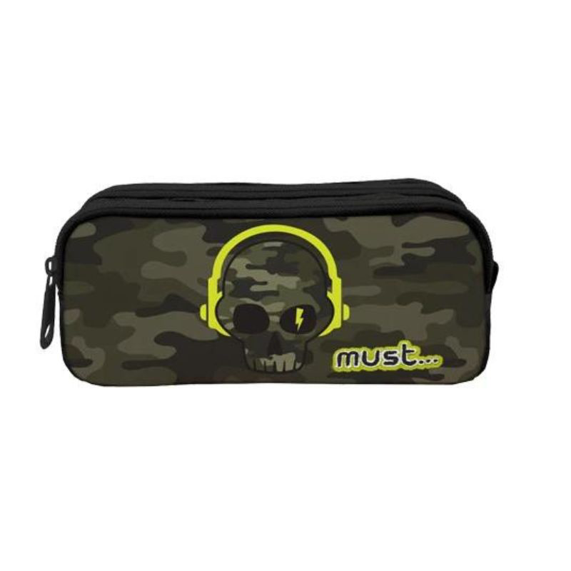 Must pencil case energy 21x6x9 2zipper skull 585825, , medium-null