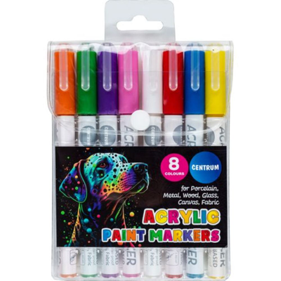 Centrum acrylic paint markers set 8col. 1-3mm tip, , medium