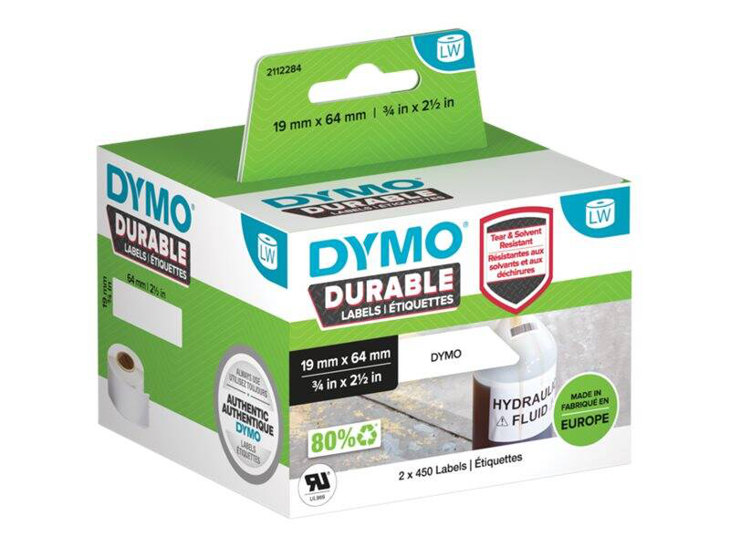Dymo / permanent adhesive / 64 x 19 mm 900 label(s) (2 roll(s) x 450) labels / for dymo labelwriter 310, 315, 320, 330, 400, 450, 4xl, se450, wireless, , medium-null