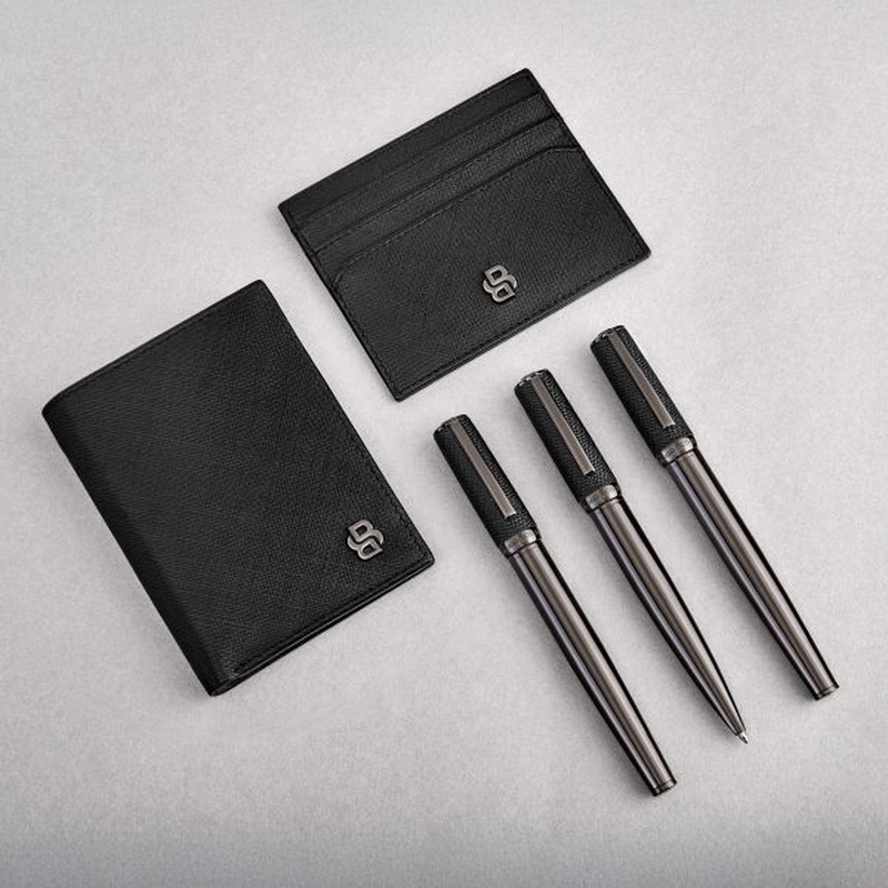 Hugo Boss ballpoint pen double b saffiano black, , medium-null