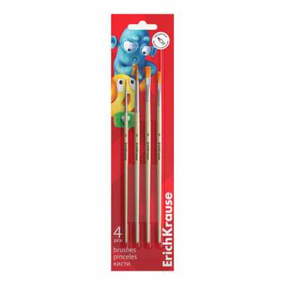 Erichkrause brushes for watercolors and gouache jolly friends (4 pcs) 61853, , medium