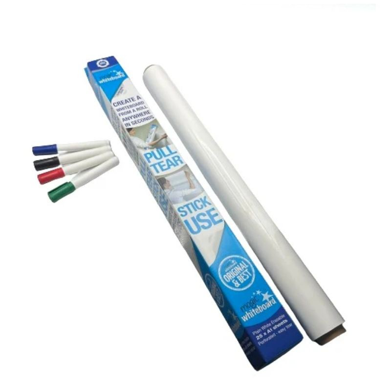 Magic whiteboard eraseable sheets 60x80cm 25pcs white, , medium-null